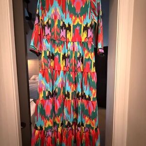 Crosby Colorful Abstract V-Neck Dress